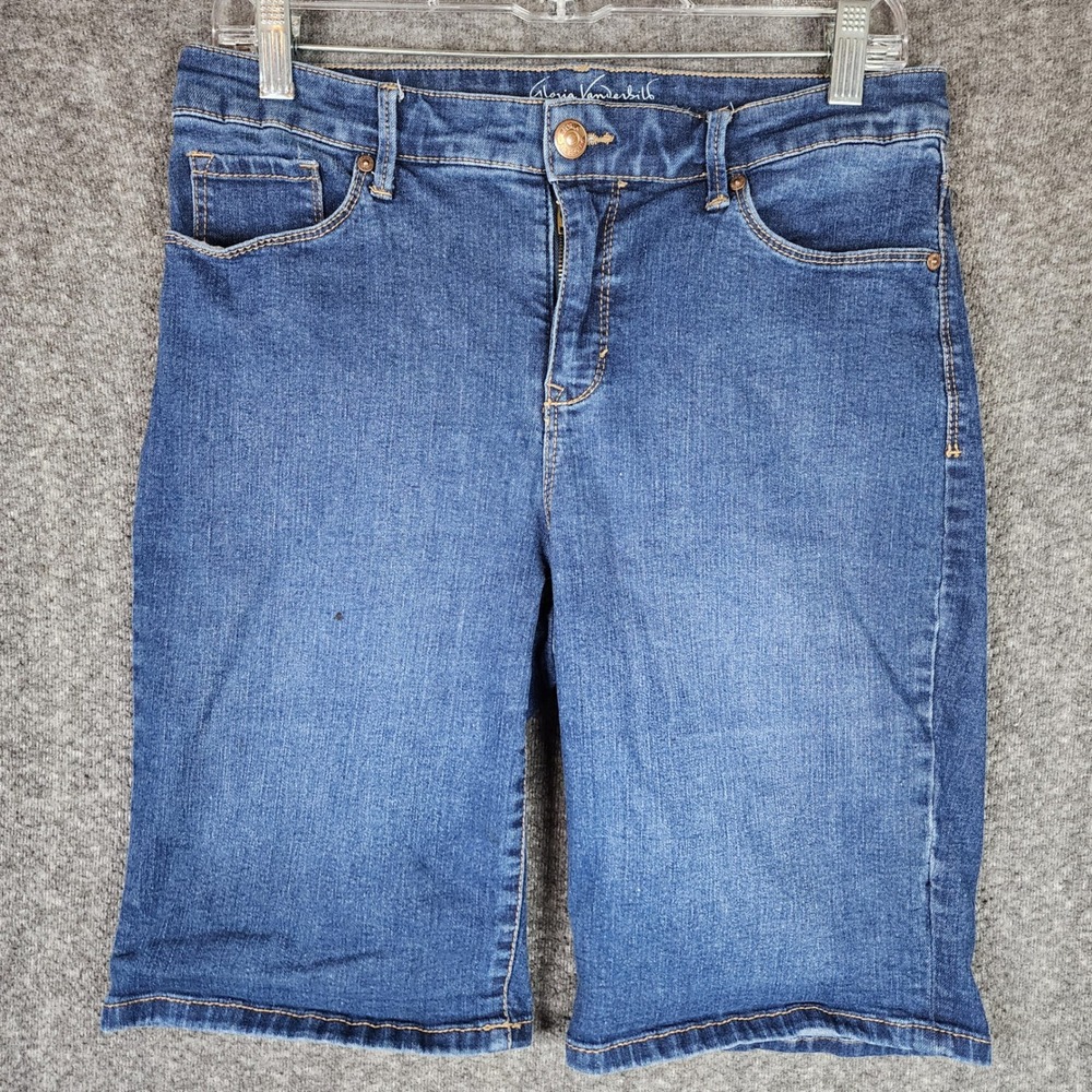 Gloria Vanderbilt Shorts Womens 10 All-Around Slimming Blue Bermuda Denim EUC